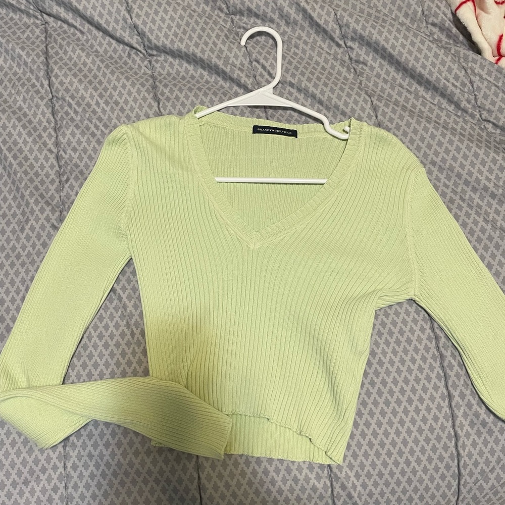 Brandy Melville Green Rib long sleeve
